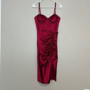 Red satin dress